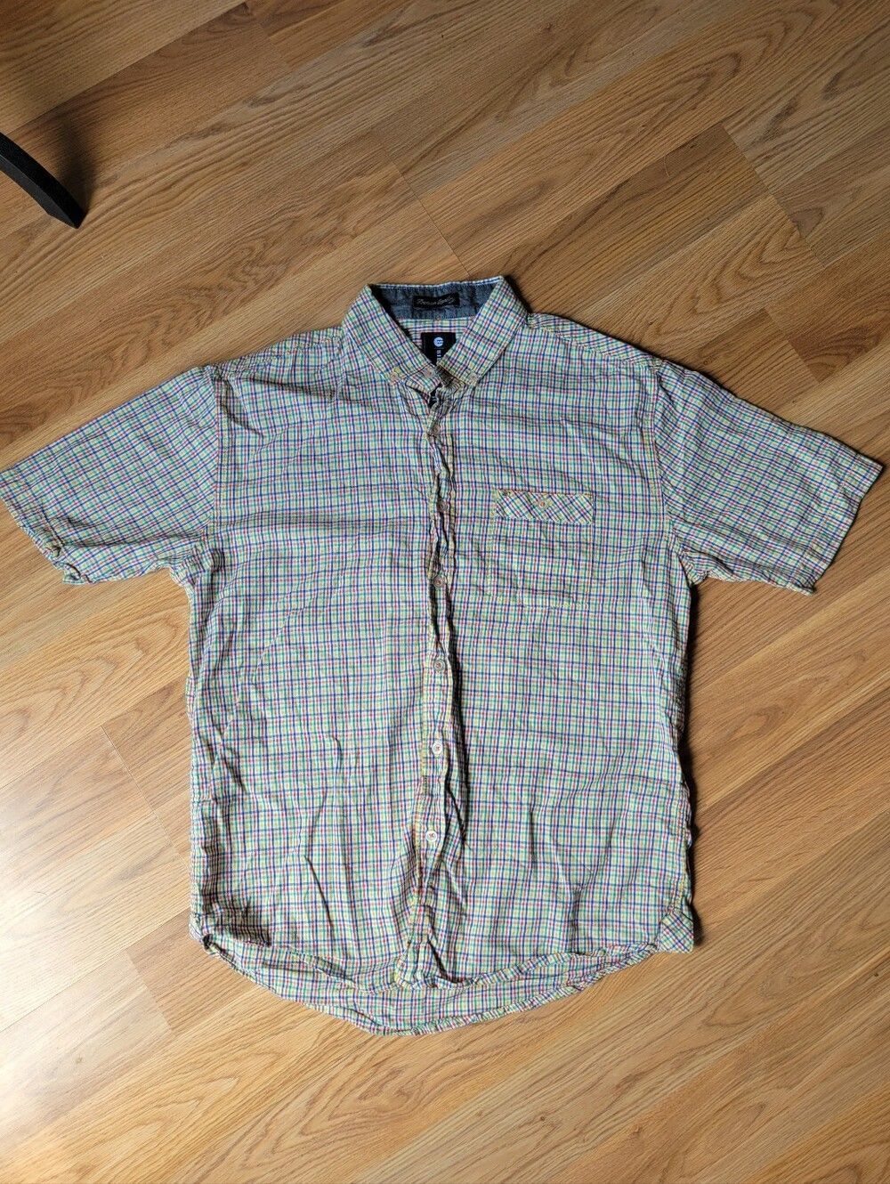 Billabong Plaid Short Sleeve Button Up Shirt Multicolor Surf Coastal Casual S